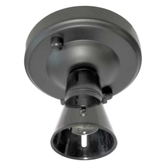 Metal Ceiling Rose in Black Finish and B22 Bulb Fitting Ready Assembled Batten Lampholder