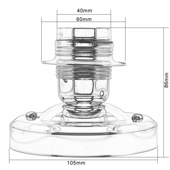 Large E27 Batten Lampholder in Chrome Finish