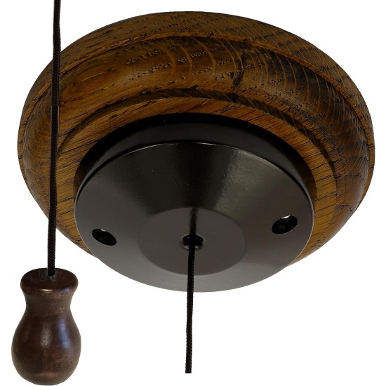 Bakelite and Oak Ceiling Pull Switch in Classical Period Styling and a Low Profile Dark Oak Finish