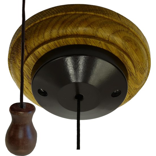 Bakelite and Oak Ceiling Pull Switch in Classical Period Styling and a Low Profile Medium Oak Finish