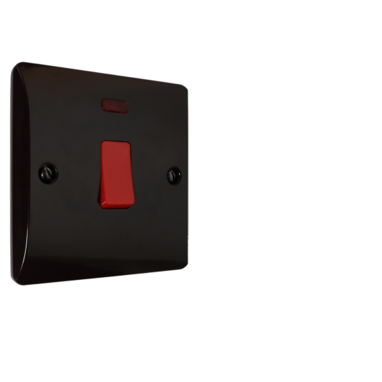 45 Amp DP Switch with Neon Lamp in Brown Bakelite