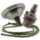 Small Antique Brass Ceiling Pendant Kit and B22 Lampholder with Green Flex