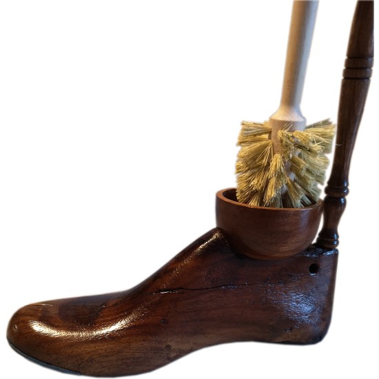 Vintage Shoe Last Toilet Cleaning Brush Holder